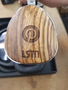 headphones wood finish CO2 engraving